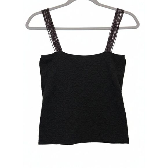 Armani Collezioni Tops - Armani collezioni womens small sz 6 fitted tube top black wool silk beaded strap